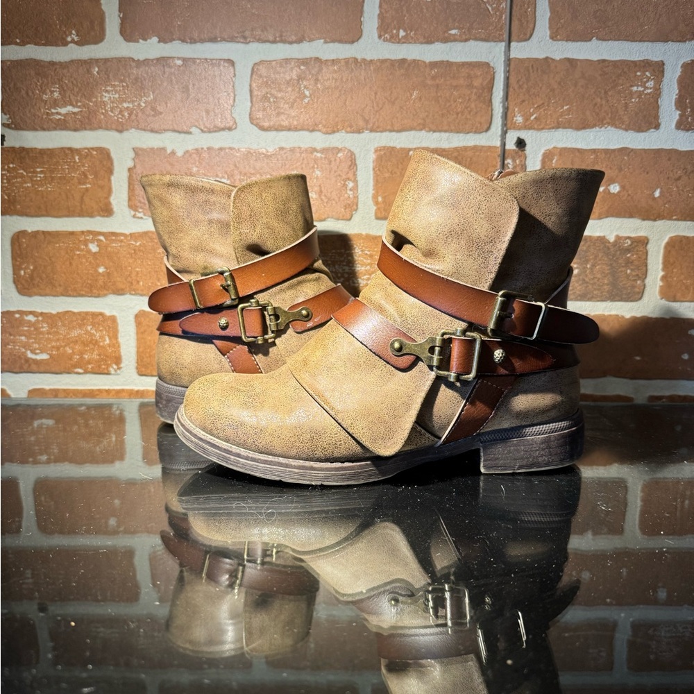 Brown Ankle Boots with Straps